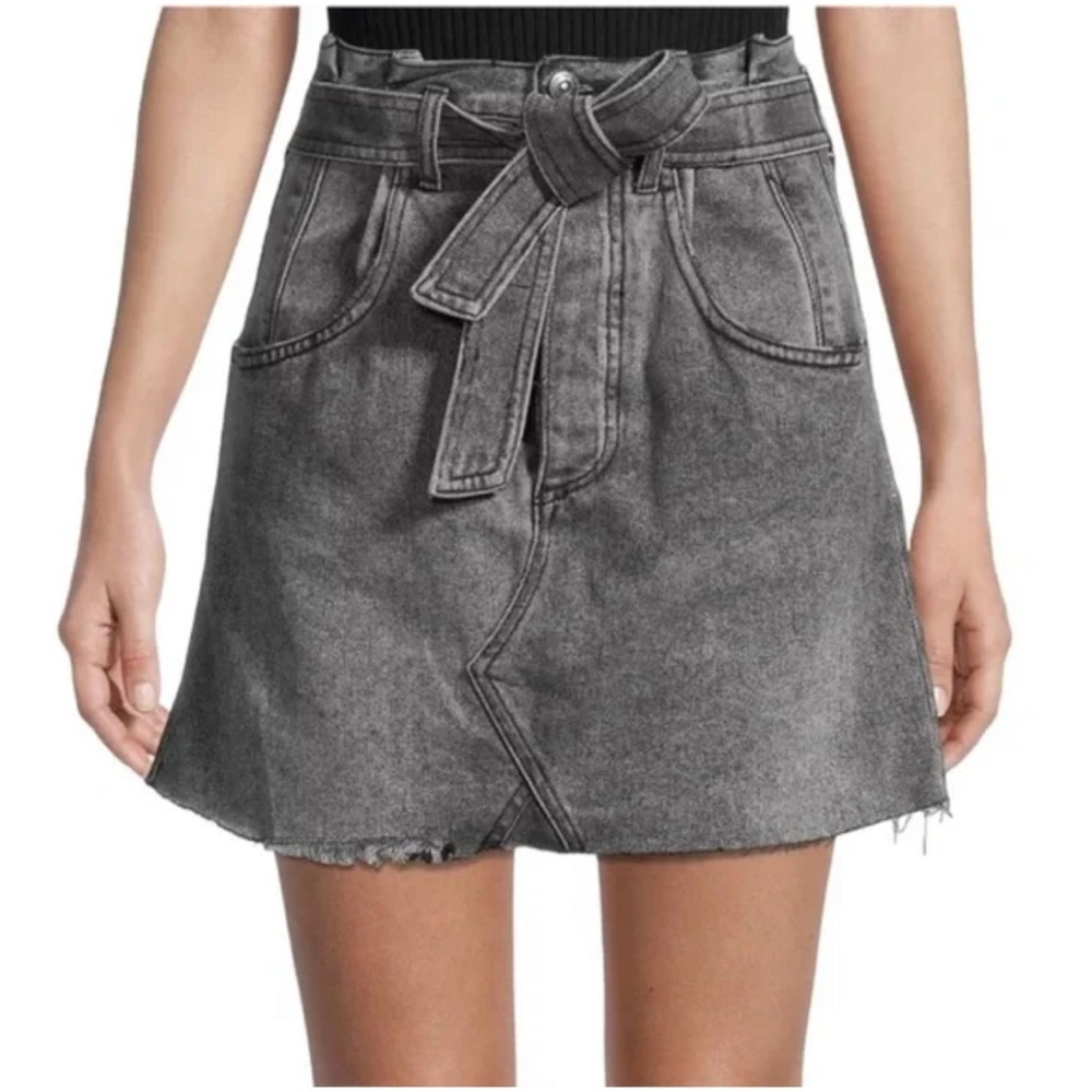 Free People East of Eden Denim Belted Mini Skirt